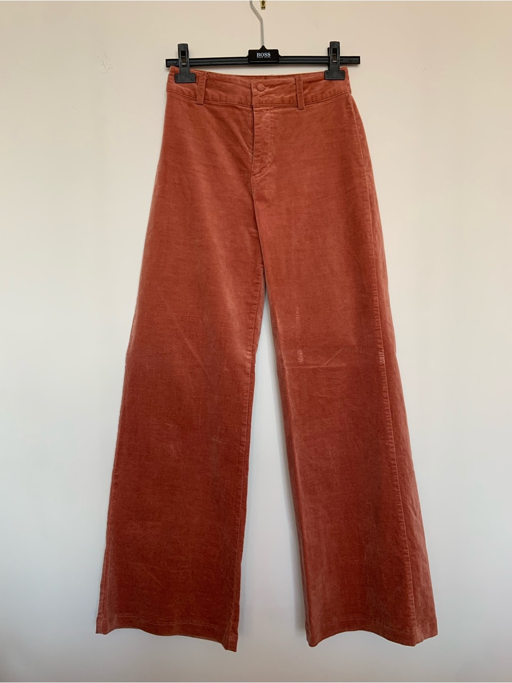 Zara Corduroy Wide-Leg Pants in Rust